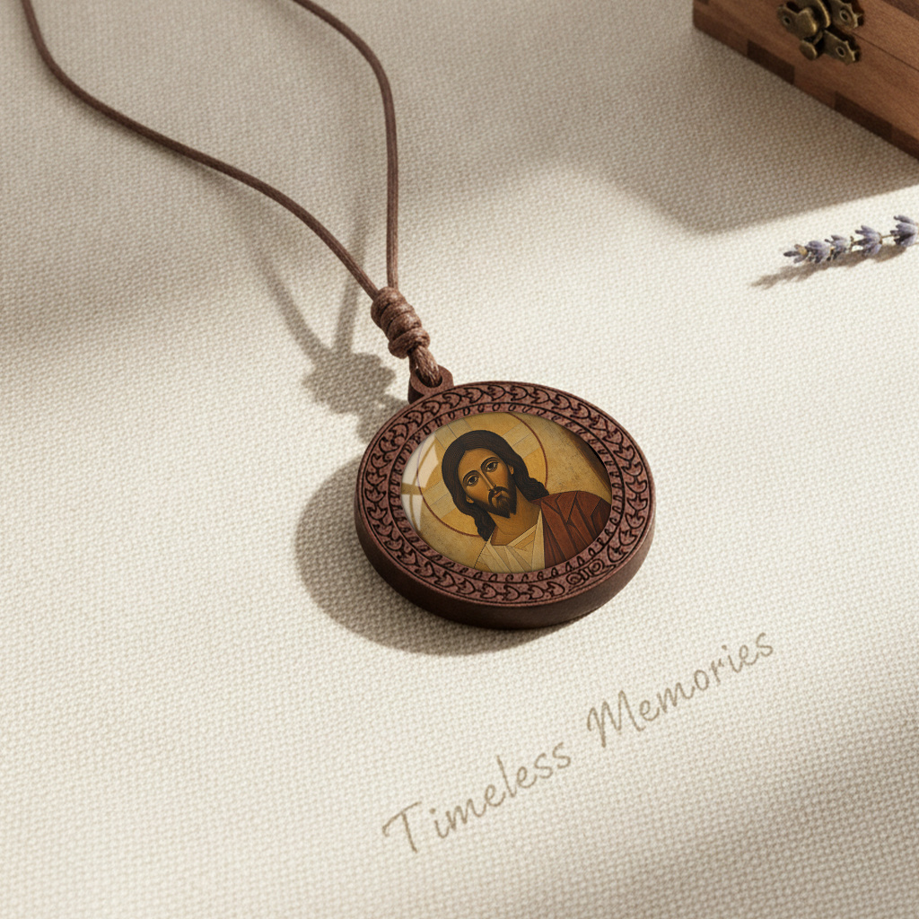 Weathered Solid Wood Icon Pendant Necklace